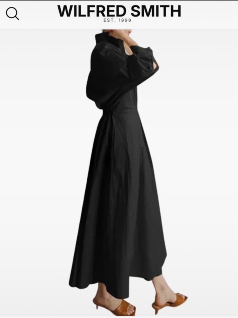 Wilfred Smith Black Maxi Shirt Dress with Balloon Sleeves